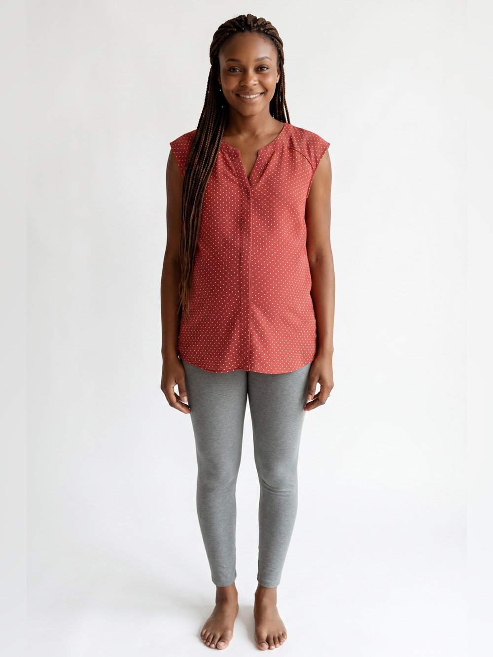 Motherhood Maternity Polka Dot Blouse // Red // XL